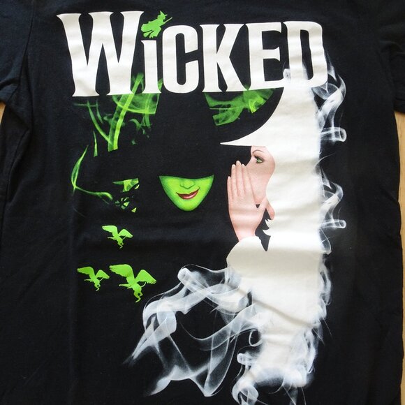 WICKED THE MUSICAL BLACK SHORT SLEEVE OFFICIAL TSHIRT ORGANIC SMALL - Picture 2 of 4